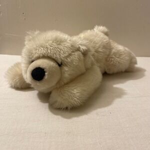 Aurora World Cream Polar Bear Plush Stuffed Animal Laying‎ Down Soft Toy Kids